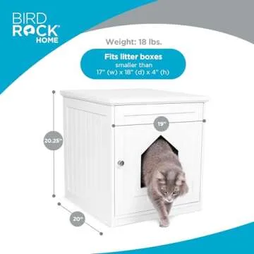 INTERNET'S BEST Decorative Cat House & Side Table, Nightstand, Pet Crate, Hidden Litter Box Enclosure, Multi-Functional Kitty Furniture, Hiding Spot, Wooden Cabinet for Cats, Kitten Home - White