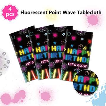 4 Pack Glow Party Table Covers Neon Party Tablecloth 51x86 Inch Glow Party Tablecloth Neon Glow Tabl...