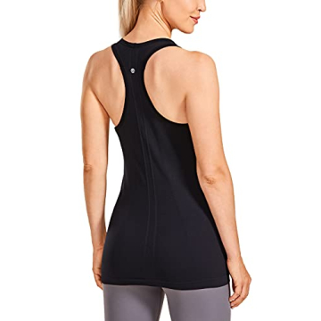CRZ YOGA Women's Active Seamless Workout Tank Tops Racerback Athletic Running Yoga Gym Shirts Long L...