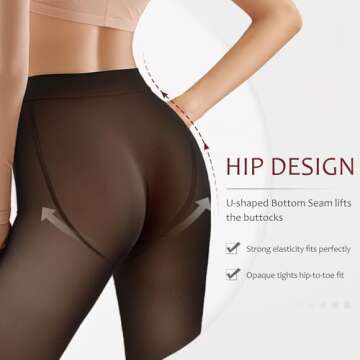 EXQUISLIFE Fleece Lined Tights Sheer Women - Fake Translucent Warm Pantyhose Leggings Sheer Thick Tights, for Winter - Black