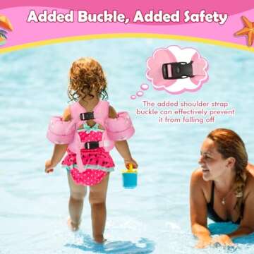 MoKo Toddler Swim Vest - Cute Toddler Floaties with Emergency Whistle for Boys and Girls 13-20-30 lbs Water Wings Arm Band Floaties Swim Training Equipment for Beach Swimming Pool Sea, Unicorn