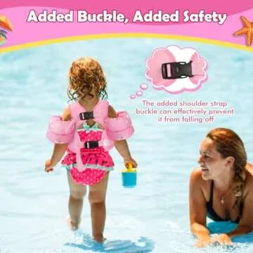 MoKo Toddler Swim Vest - Cute Toddler Floaties with Emergency Whistle for Boys and Girls 13-20-30 lbs Water Wings Arm Band Floaties Swim Training Equipment for Beach Swimming Pool Sea, Unicorn