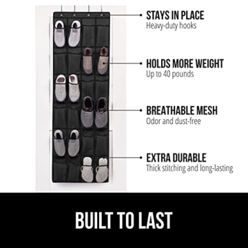 Gorilla Grip Over the Door Shoe Organizer with 24 Pockets
