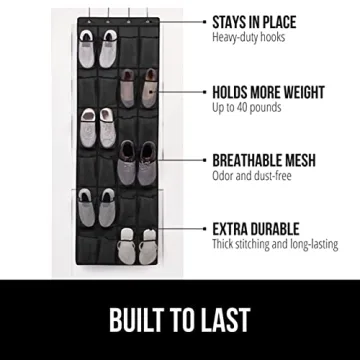 Gorilla Grip Over the Door Shoe Organizer with 24 Pockets