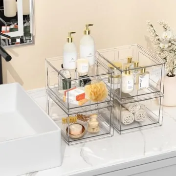 SpaceHacks Stackable Plastic Makeup Organizer Drawers