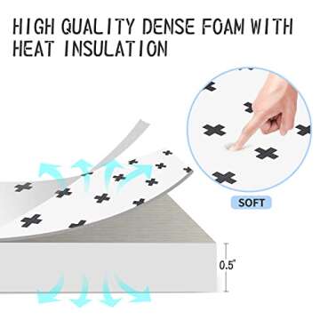 Yay Mats Stylish Extra Large Baby Play Mat. Soft, Thick, Non-Toxic Foam Covers 6 ft x 4 ft. Expandable Tiles with Edges Infants and Kids Playmat Tummy Time Mat (Brooklyn Cross White)