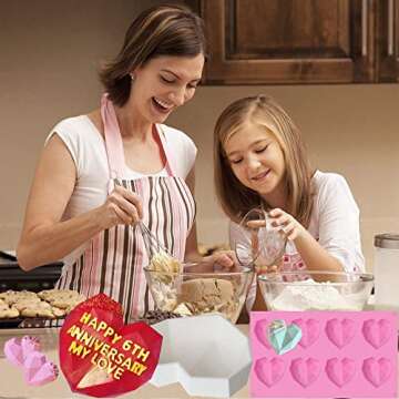 Breakable Heart Molds for Chocolate with Hammer, Heart Silicone Mold for Baking 8 Cavity Diamond Heart Shaped Mold, 8.8" Large Breakable Heart Mold Kit for Valentine Candy Making