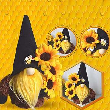 HOKITANS Gnome Plush Decorations for Home, Spring Summer Sunflower Decor, Handmade Faceless Doll, Ea...
