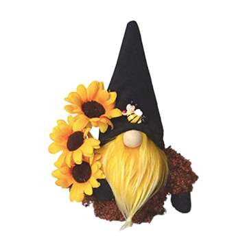 HOKITANS Gnome Plush Decorations for Home, Spring Summer Sunflower Decor, Handmade Faceless Doll, Easter Gnomes Ornaments Home Office Festival Decor (Black+Yellow+Green)