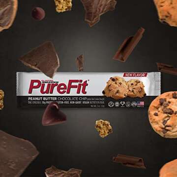 PureFit Premium Nutrition Protein Bars - Peanut Butter Chocolate Chip - 15 Count | 20G Protein, Plan...