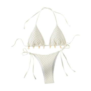 GORGLITTER Women's Triangle Bikini Halter Swimsuits Set