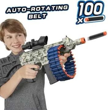 Electric Automatic Toy, JakMean Toy Blaster with 30 Dart Clips and 100 Foam Darts, Outdoor Shooting ...