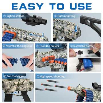 Electric Automatic Toy, JakMean Toy Blaster with 30 Dart Clips and 100 Foam Darts, Outdoor Shooting Games Toys for 6-12 Year Old Boys & Girls Adults, Gifts for Birthday Xmas, Green