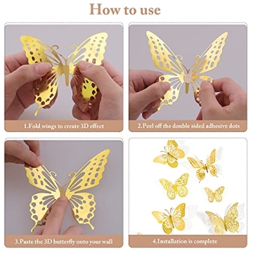 SAOROPEB 3D Butterfly Wall Decor 48 Pcs For Parties