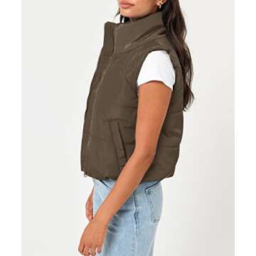 Trendy Queen Puffer Vest Women Sleeveless Winter Outerwear Warm Lightweight Fashion Stand up Collar ...