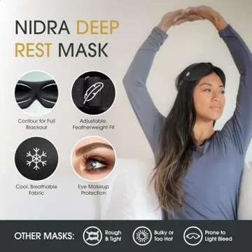 Nidra Sleep Mask for Men Women, Black 3D Blackout Sleeping Mask, Contoured Eye Mask for Lash Extensions, Side Sleepers Eye Cover, Zero Eye Pressure, Travel Eye Shades, Night Blindfolded for Deep Sleep