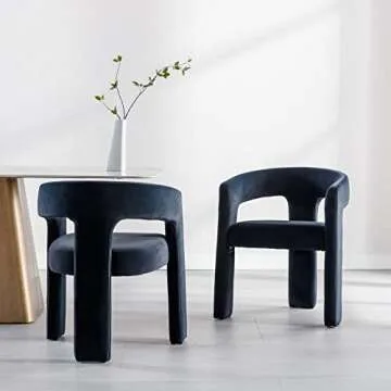 BESTANO Set of 4 Modern Velvet Fabric Upholstered Dining Chairs with Open-Back, Cute Barrel Side Cha...