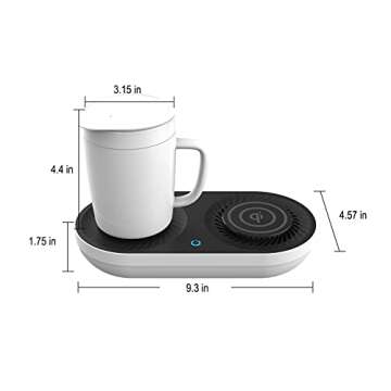 Coffee Mug Warmer, MINXUE Drink Cooler with Wireless Charger for Home Office Desk Use,Warming, Cooling and Charging All in 1