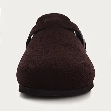 KIDMI Women's Suede Clogs Comfortable Cork Footbed Sandals