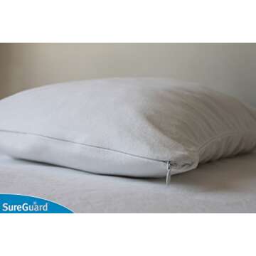 Set of 2 Queen Size SureGuard Pillow Protectors - 100% Waterproof, Bed Bug Proof, Hypoallergenic - P...