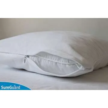Set of 2 Queen Size SureGuard Pillow Protectors - 100% Waterproof, Bed Bug Proof, Hypoallergenic - Premium Zippered Cotton Covers - Smooth