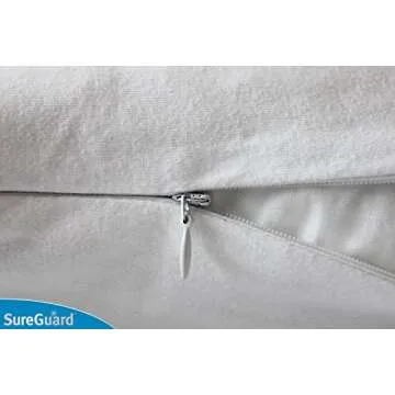 Set of 2 Queen Size SureGuard Pillow Protectors - 100% Waterproof, Bed Bug Proof, Hypoallergenic - Premium Zippered Cotton Covers - Smooth