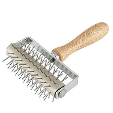 Stainless Steel Pizza Dough Docker Roller with Wood Handle