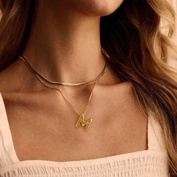 BAYLAY Bubble Letter Necklace Gold - Personalized Gold Jewelry