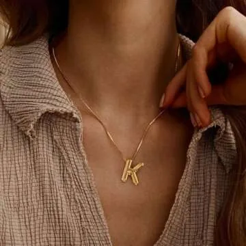 BAYLAY Bubble Letter Necklace Gold - Personalized Gold Jewelry