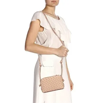 Stylish Woven Crossbody Bag For Women - Vegan Leather Purse