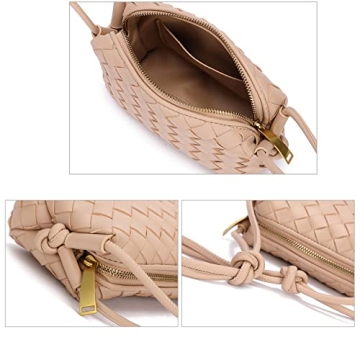 Stylish Woven Crossbody Bag For Women - Vegan Leather Purse