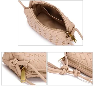 Stylish Woven Crossbody Bag For Women - Vegan Leather Purse