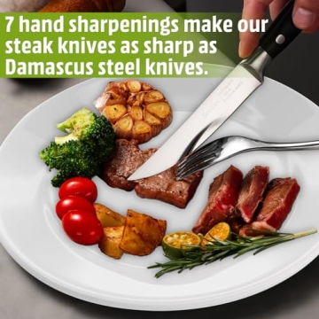 Premium Non-Serrated Steak Knives Set - High-Carbon Steel 4-Piece