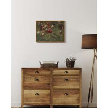 InSimSea Framed Canvas Wall Art Vintage Decor, FLoral Wall Art Decorations Classical Oil Painting Canvas Prints A Bed of Poppies Retro Home Decor Gifts, 12"x16"