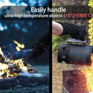 UTOI BBQ Grill Gloves, 1472°F Heat Resistant Barbecue Gloves Oven Mitts, Silicone Non-Slip Cooking Gloves for Kitchen, Grilling and Baking, EN407 Certified, 13 inches Long, 1 Pair