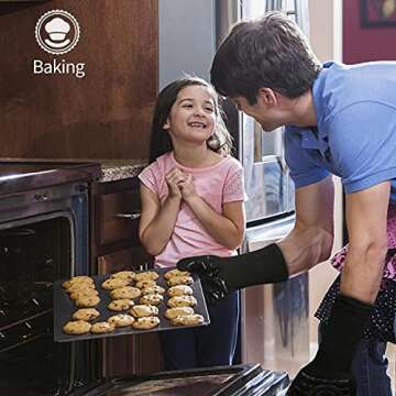 UTOI BBQ Grill Gloves, 1472°F Heat Resistant Barbecue Gloves Oven Mitts, Silicone Non-Slip Cooking Gloves for Kitchen, Grilling and Baking, EN407 Certified, 13 inches Long, 1 Pair