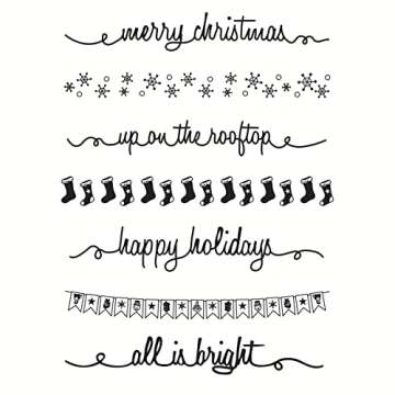 Merry Christmas Theme Clear Stamps, Santa Claus Silicone Stamp Cards for DIY Christmas Scrapbooking Card Making Decoration Scrapbooking Album Supplies Cartoon Elk Snowman Tree Gift 1-5