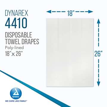 Dynarex Disposable Towel Drapes, Sterile, 18" x 26," for Medical & Surgical Use, Poly-Interlined Lin...