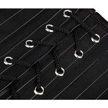 jutrisujo Overbust Corsets and Bustiers Lingerie for Women Striped Plus Size Zipper Sexy Gothic Office, 5802-black, M(For Waist 26-27inch)