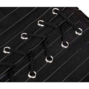 jutrisujo Overbust Corsets and Bustiers Lingerie for Women Striped Plus Size Zipper Sexy Gothic Office, 5802-black, M(For Waist 26-27inch)