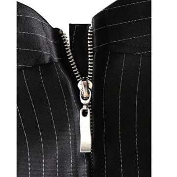 jutrisujo Overbust Corsets and Bustiers Lingerie for Women Striped Plus Size Zipper Sexy Gothic Office, 5802-black, M(For Waist 26-27inch)