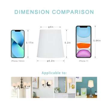 LAMPWELL VALO Clip-on Chandelier Fabric Lamp Shades,Set of 6,Small Barrel,5.2"×4"×H5.2",Linen, Han...