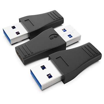 Warmstor USB 3.0 to USB C Adapter 3 Pack, Type C Female to A Male Charger Converter for Apple Watch ...