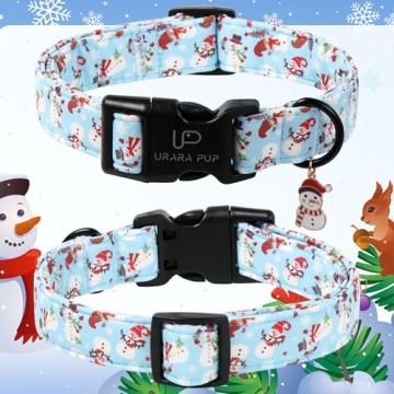 UP URARA PUP Christmas Snowman Dog Collar - Adorable Winter Design, Soft & Adjustable for All Breeds
