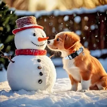 UP URARA PUP Snowman Dog Collar - Stylish Winter Accessory