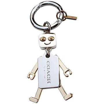 COACH Metal Robot Key Fob Purse Charm in Gold/Nickel 65429 - Add a Touch of Whimsy!