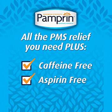 Pamprin Multi-Symptom Formula, with Acetaminophen, Menstrual Period Symptoms Relief including Cramps, Pain, Bloating, and Irritability 40 Caplets
