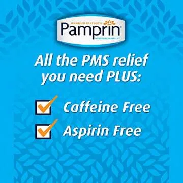Pamprin Multi-Symptom Formula, with Acetaminophen, Menstrual Period Symptoms Relief including Cramps, Pain, Bloating, and Irritability 40 Caplets