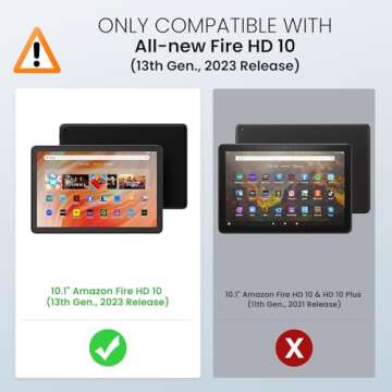 MoKo Case for All-New Fire HD 10 Tablet (13th Generation, 2023 Release) 10.1", PU Leather Trifold St...