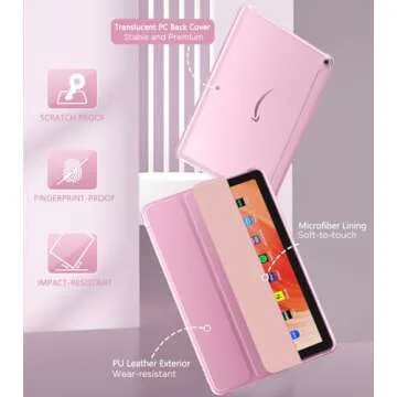 MoKo Case for All-New Fire HD 10 Tablet (13th Generation, 2023 Release) 10.1", PU Leather Trifold Stand Cover for Fire Tablet 10 2023, Auto Wake/Sleep, Nosegay Pink